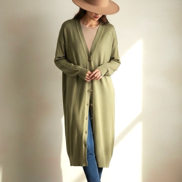 Magaschoni Sweaters - Magaschoni Longline Button Up Cardigan